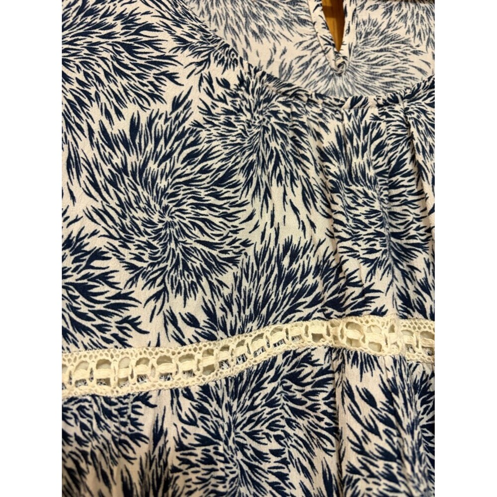 Sundance cream blue floral patterned short sleeve tiered midi dress Matilda Med - Picture 4 of 6